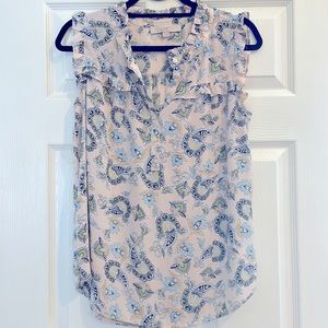 Ann Taylor Loft soft pink ruffled tank